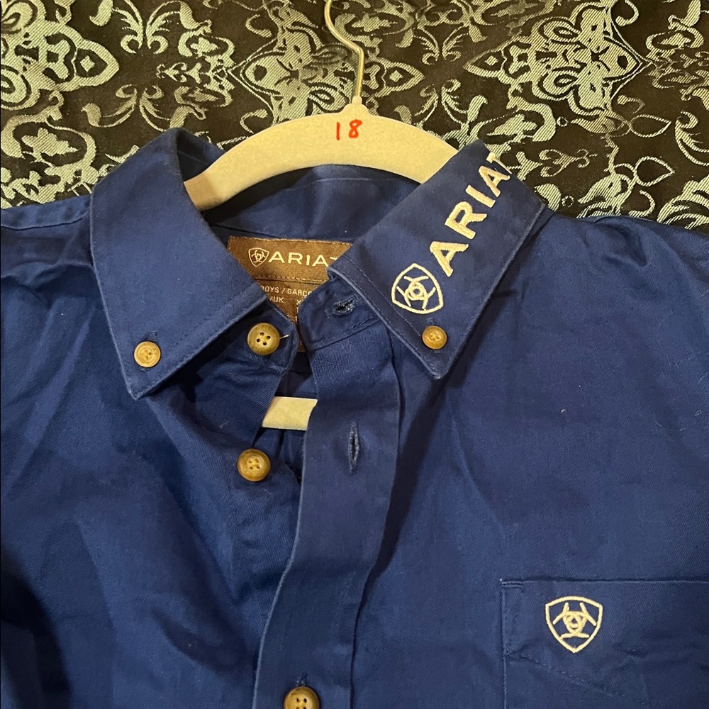 ARIAT BOYS Royal Blue Long Sleeve Shirt, very nice, size XL(boys) - Picture 4 of 8